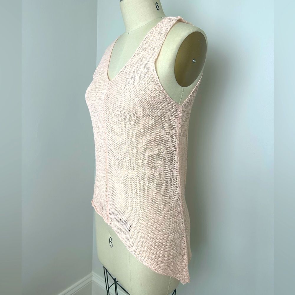 EILEEN FISHER Asymmetrical Hand-knit Linen blend Sleeveless Top XS Peach Perfect - Picture 2 of 9